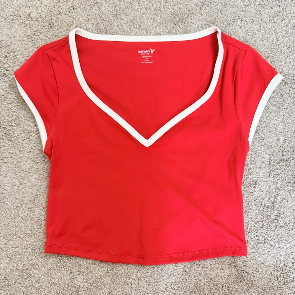 Old Navy Athletic Red V-Neck Crop Top